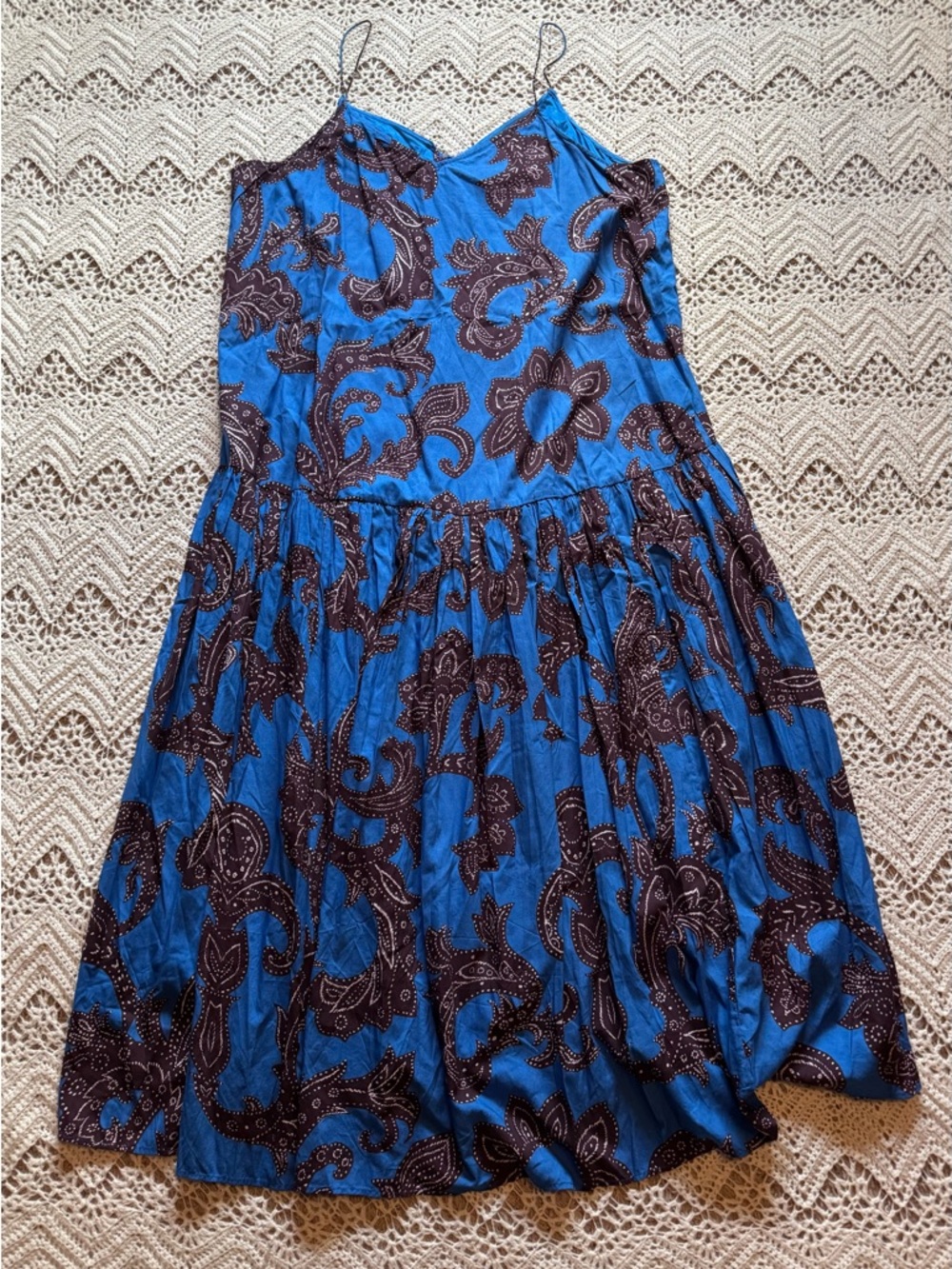 NWT Anthropologie ATSU Flounced Paisley Blue Midi Dress Plus Size 2X